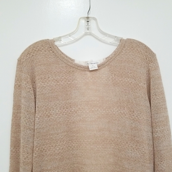 Clu + Willoughby Oatmeal Faux Layered Boho Blouse Size S - Picture 3 of 9